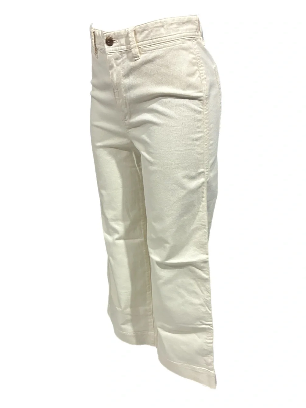 GAP Off-White High-Rise Wide Leg Crop Denim Pants Jeans Size 6 Stretch Bohemian - Picture 9 of 13